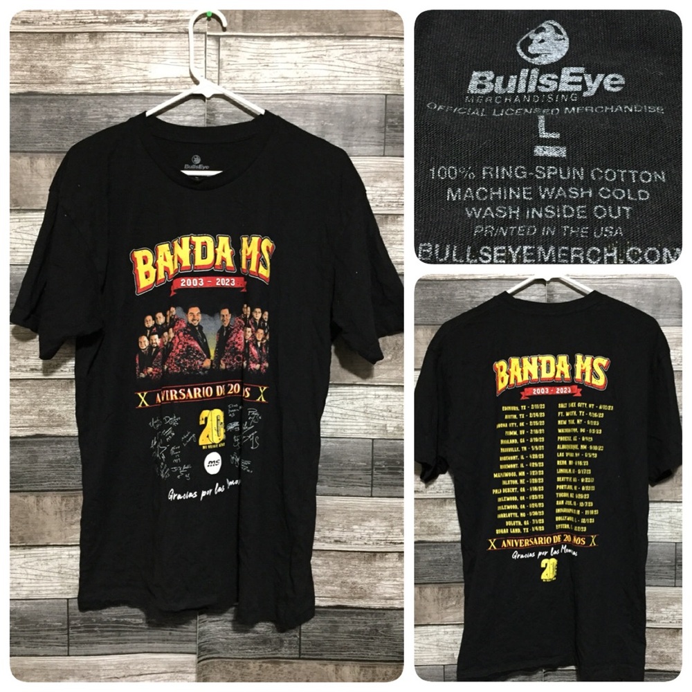 Banda MS 2003-2023 20th Anniversary Tour T Shirt Men’s L Black Bullseye